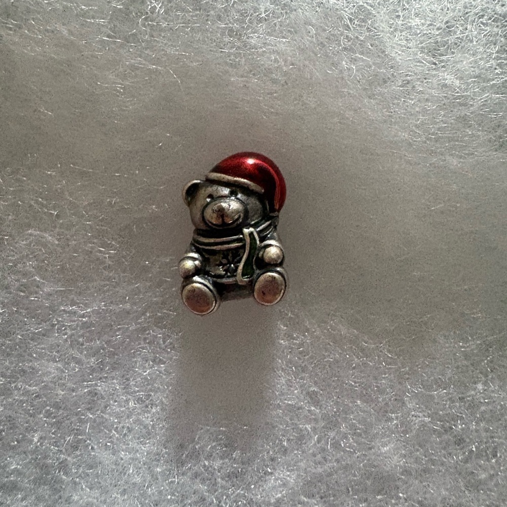 Pandora Silver and Red Teddy Bear Charm